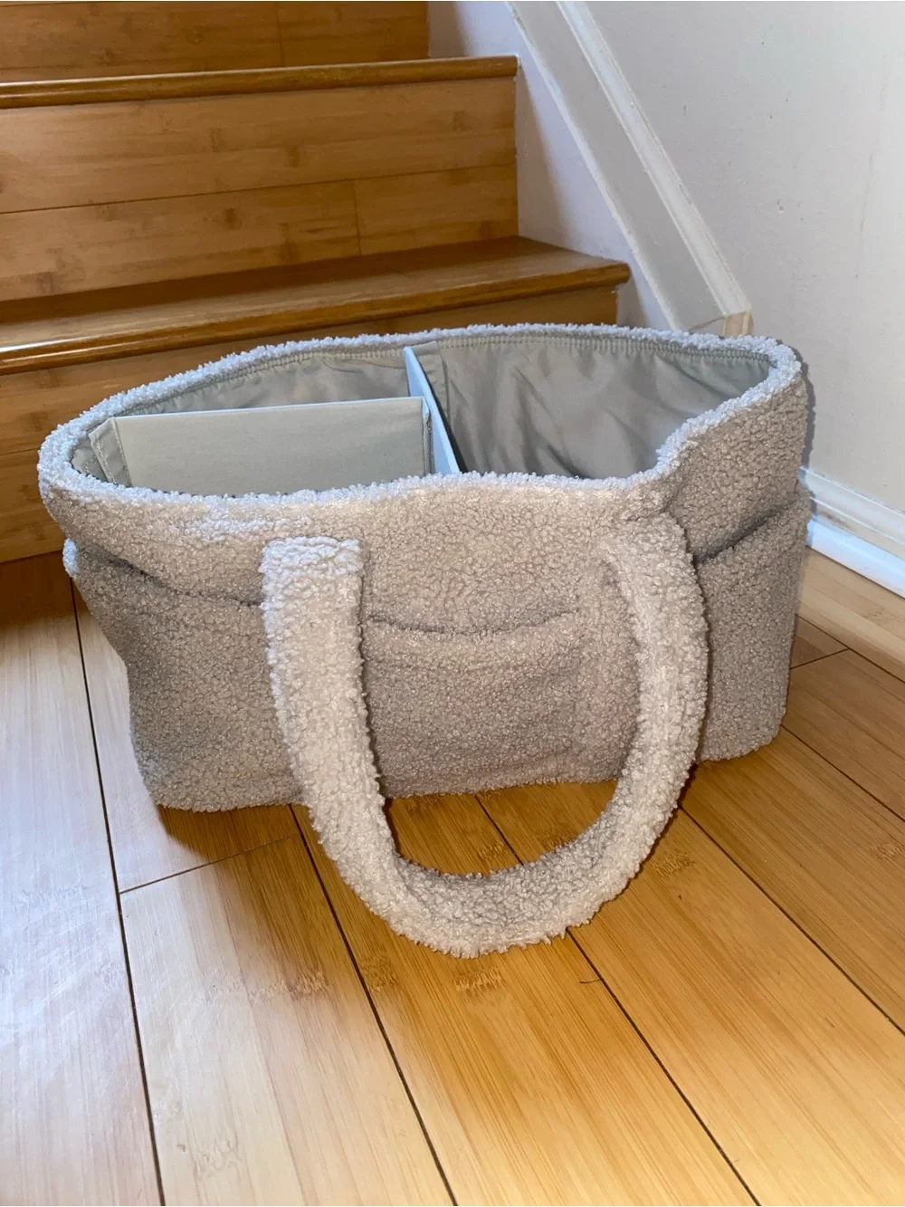 Cozy Sherpa Tote Bag in beigh